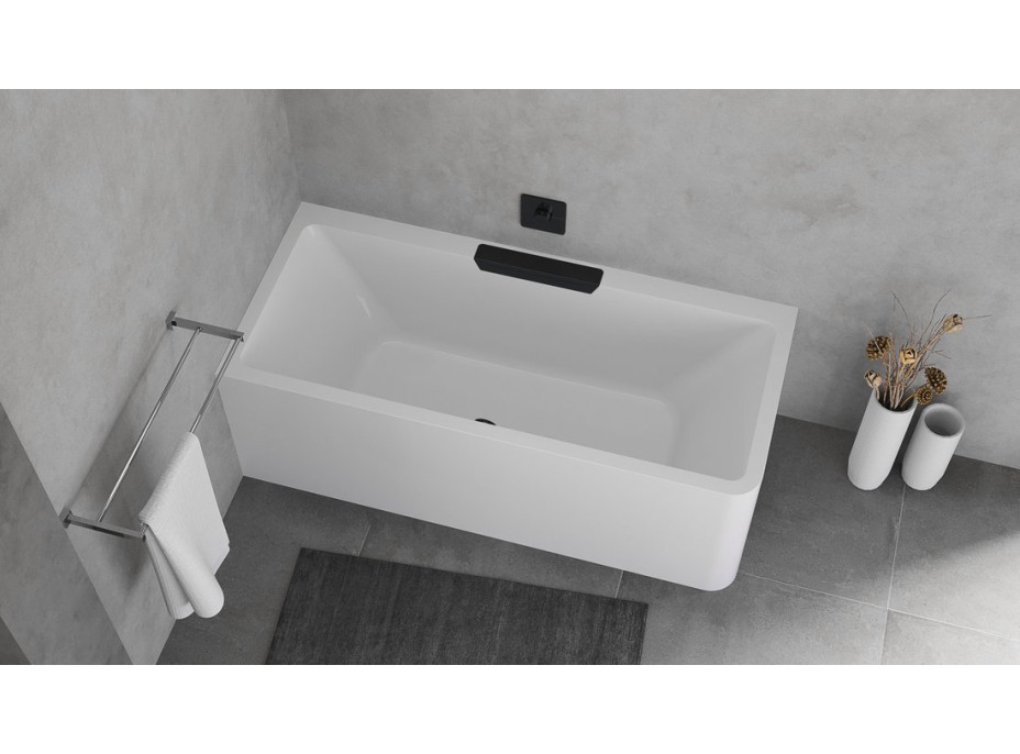Polysan CASCATA L MONOLITH obdĺžniková vaňa 180x80x60cm, kaskáda čierna 73836ML.102
