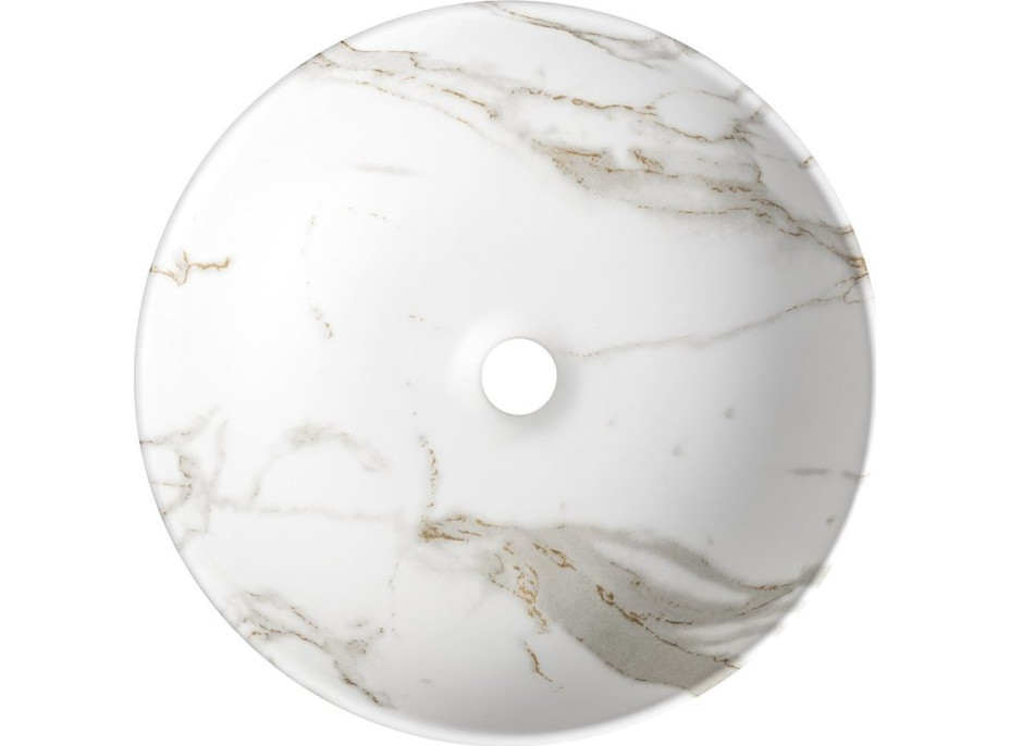Sapho RONDANE keramické umývadlo na dosku Ø 41cm, bianco carrara AR435BC