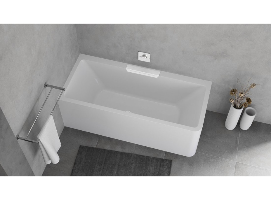 Polysan CASCATA L MONOLITH obdĺžniková vaňa 180x80x60cm, kaskáda biela 73836ML.101