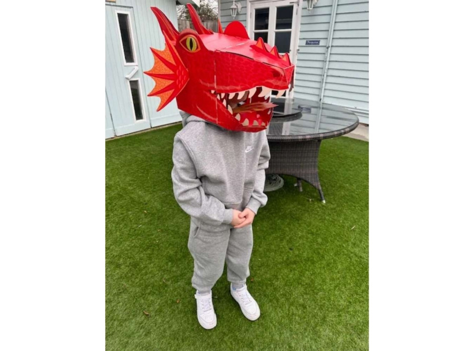 Fiesta Crafts Kreatívna súprava 3D maska Červený drak