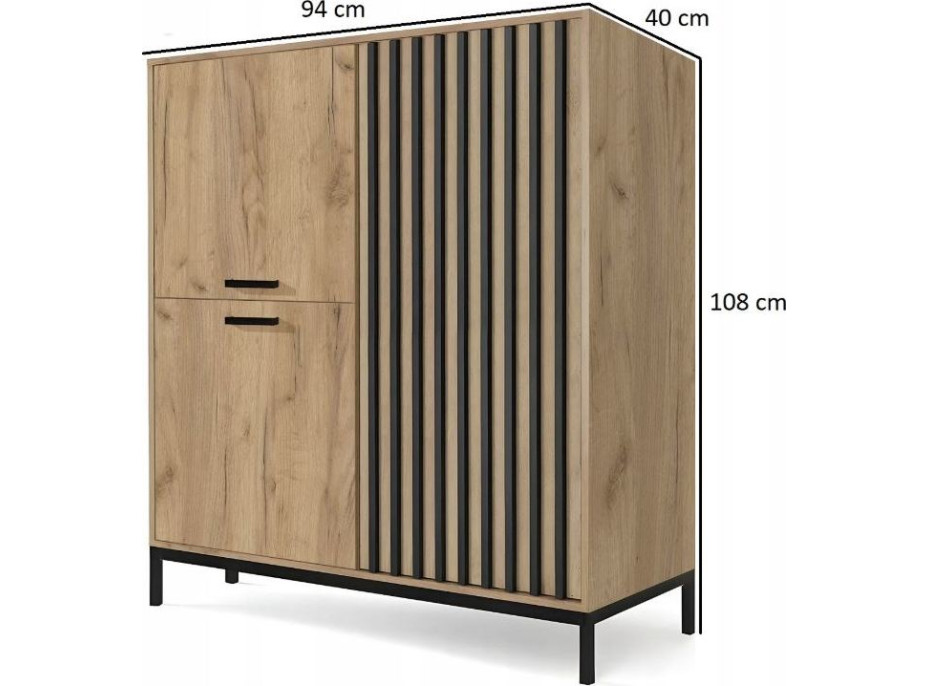 Komoda LAMINO 2 - dub craft/čierna