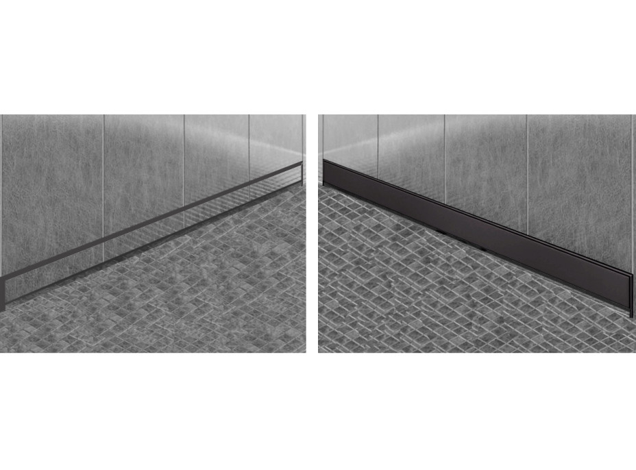 Sprchový žľab do steny MEXEN FLAT WALL 2v1 - čierny matný, 1730120, 120 cm