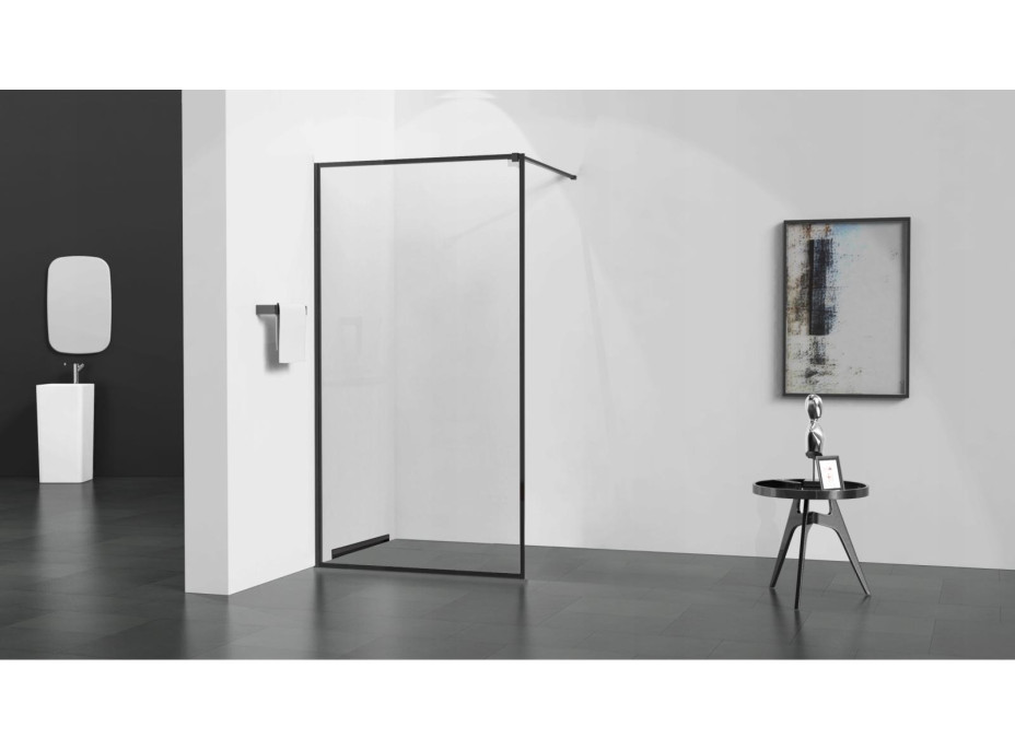 Sprchový žľab do steny MEXEN FLAT WALL 2v1 - čierny matný, 1730120, 120 cm
