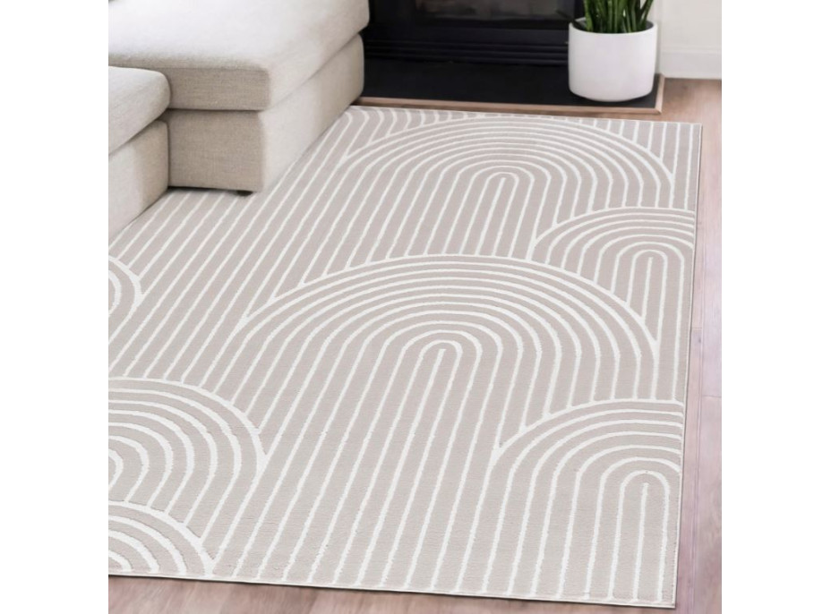 Kusový koberec ELLEN Waves - krémový/biely