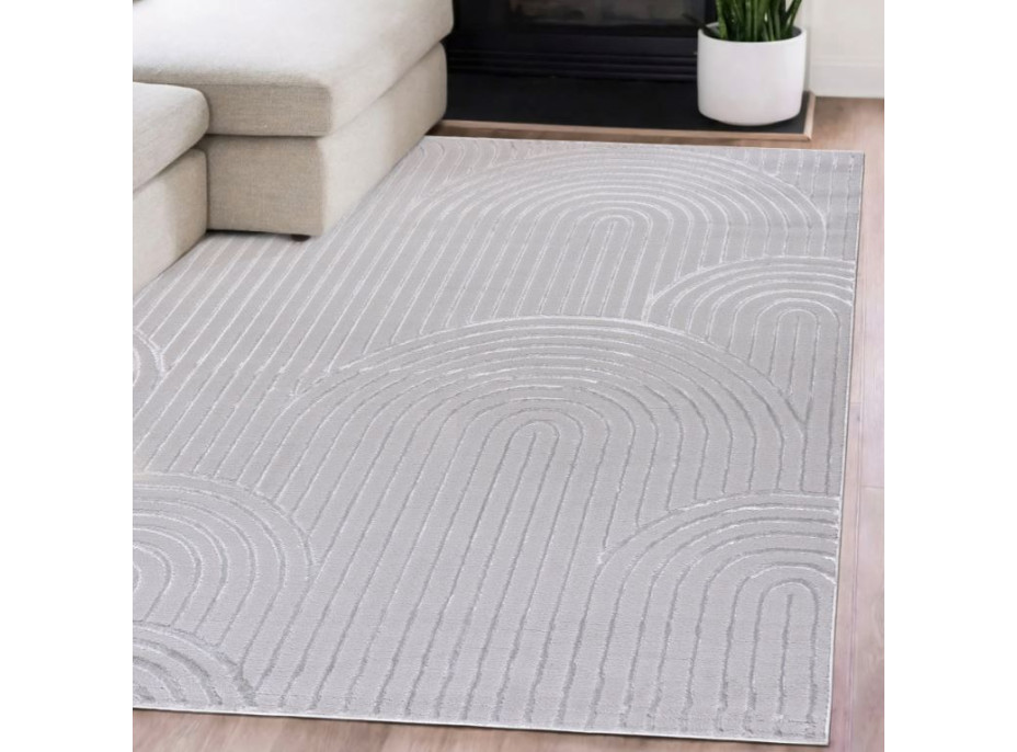 Kusový koberec ELLEN Waves - sivý