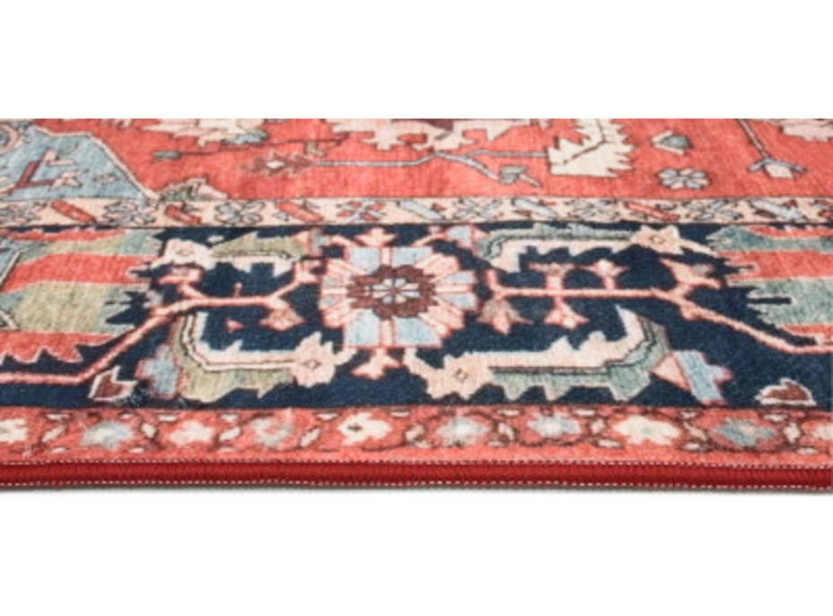 Kusový koberec FLANNEL PRINTED - Ornament - červený/tmavě modrý