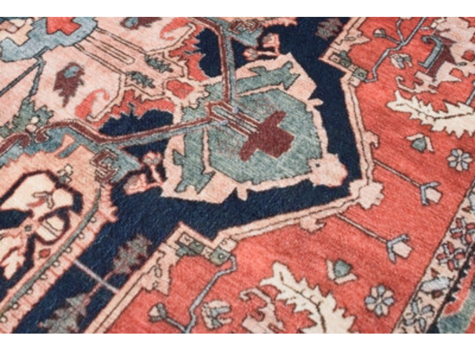 Kusový koberec FLANNEL PRINTED - Ornament - červený/tmavě modrý