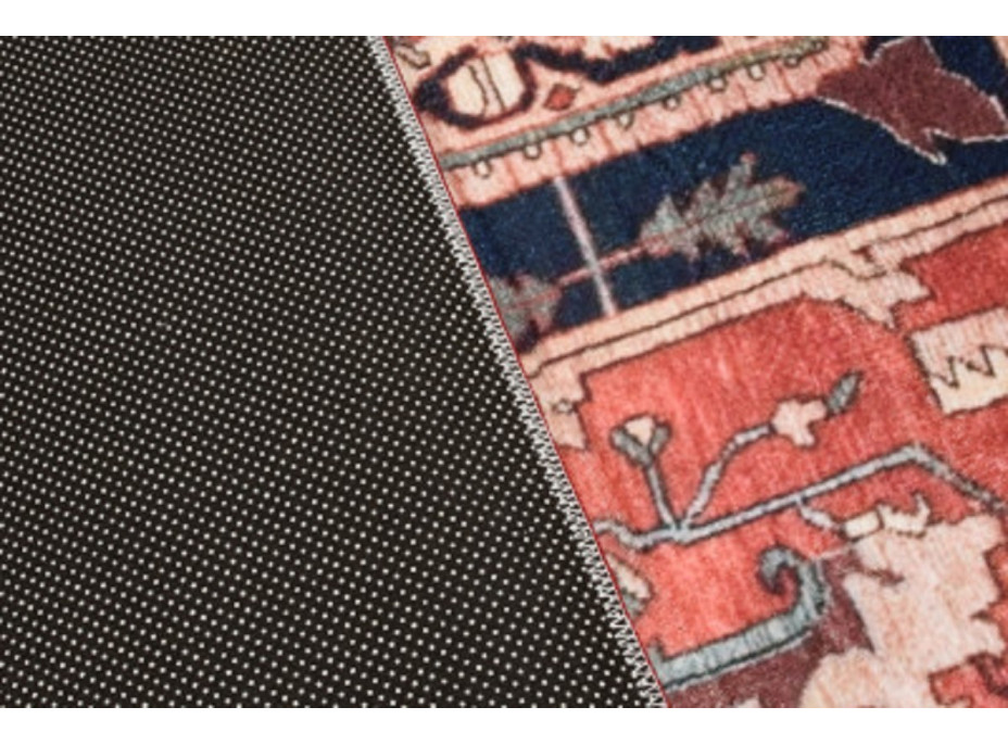 Kusový koberec FLANNEL PRINTED - Ornament - červený/tmavo modrý