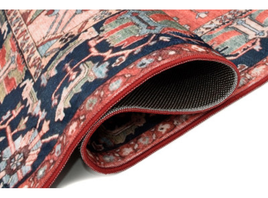 Kusový koberec FLANNEL PRINTED - Ornament - červený/tmavo modrý