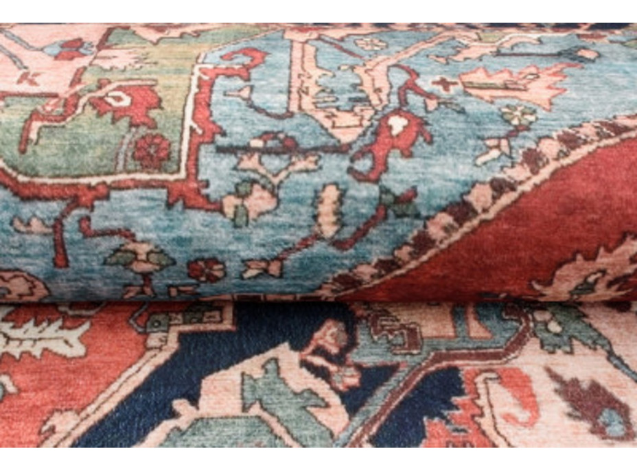 Kusový koberec FLANNEL PRINTED - Ornament - červený/tmavo modrý