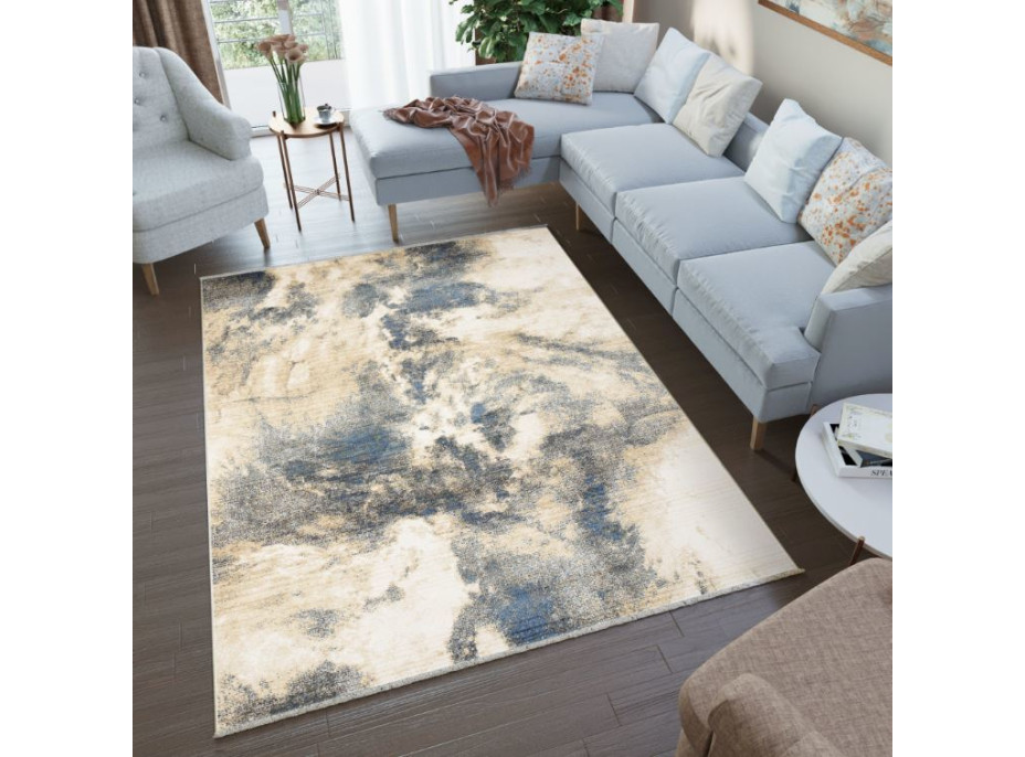 Kusový koberec RIVOLI Clouds - béžový/modrý