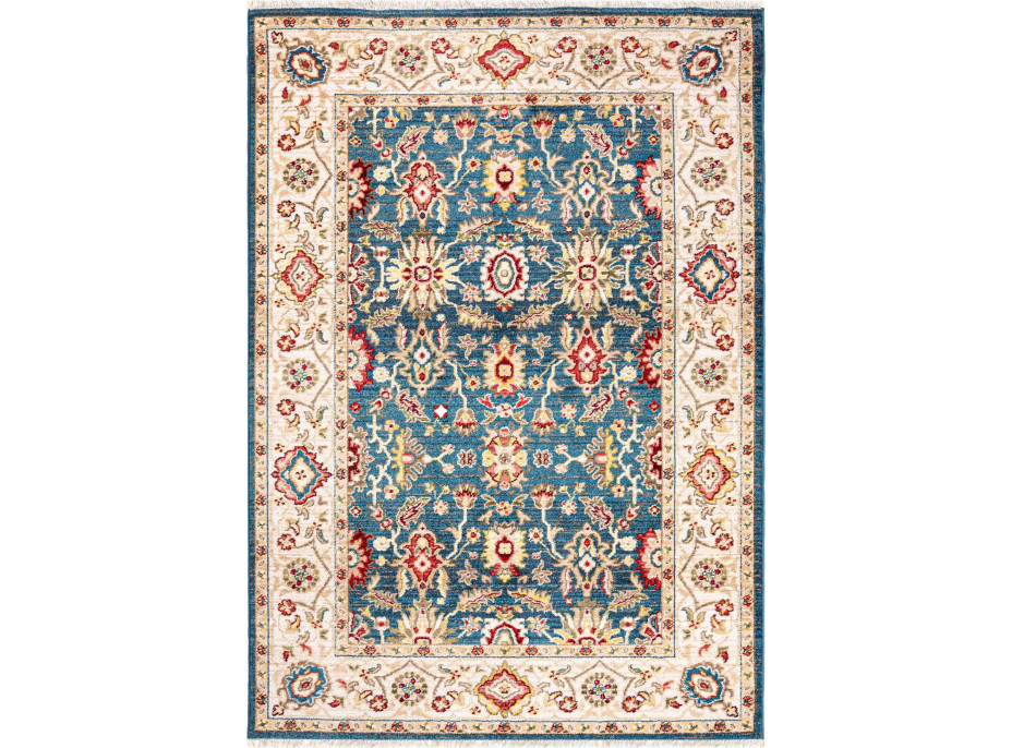 Kusový koberec RIVOLI Ushak - modrý/krémový
