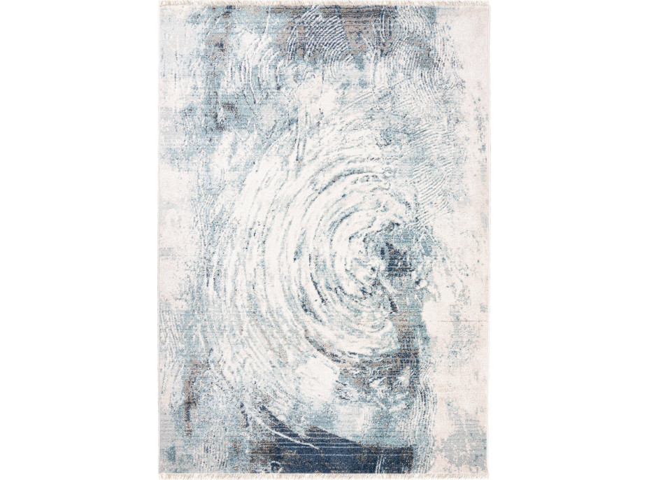 Kusový koberec RIVOLI Swirl - svetlo béžový/modrý