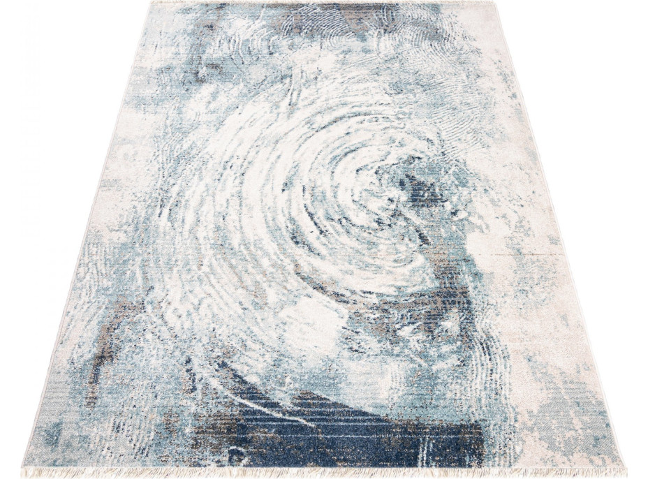 Kusový koberec RIVOLI Swirl - svetlo béžový/modrý