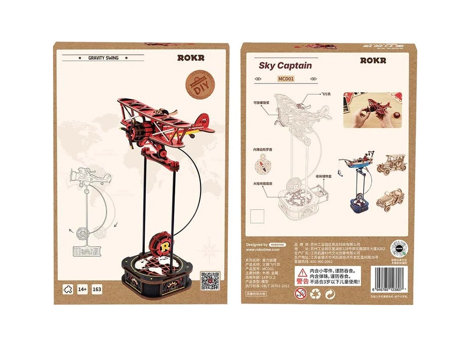 RoboTime 3D mechanická skladačka Dvojplošník s kyvadlom