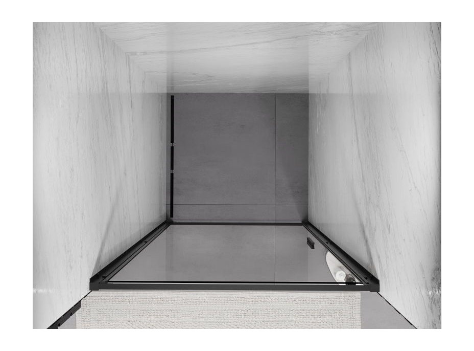 Sprchové dvere MEXEN EXO krídlové 75 cm - číre - čierne - 817-075-000-70-00