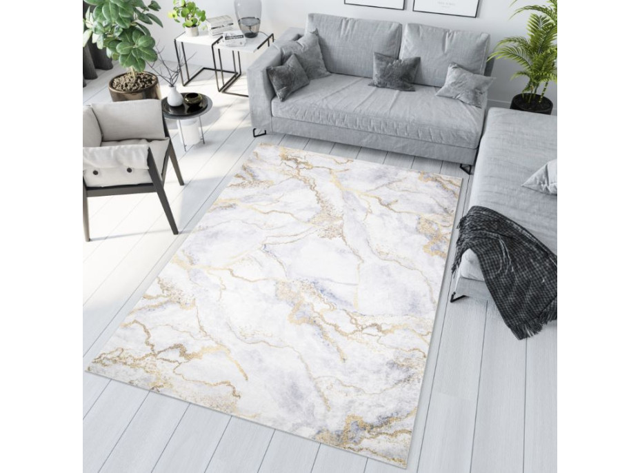 Kusový koberec TOSCANA Alabaster - svetlo šedý/zlatý