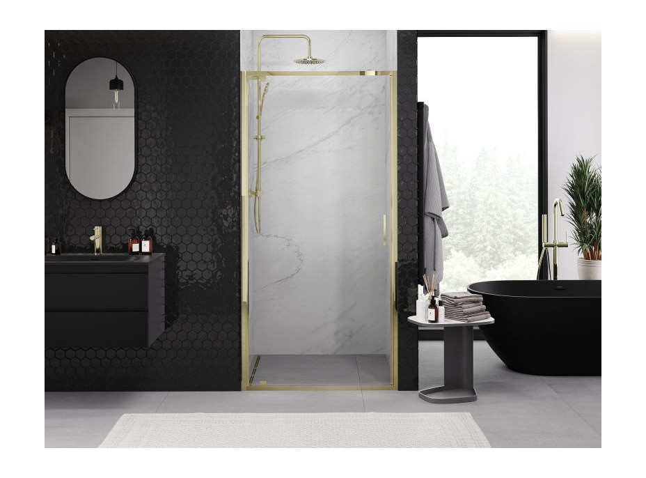 Sprchové dvere MEXEN EXO pivotové 75 cm - číre - zlaté - 8181-075-000-50-00
