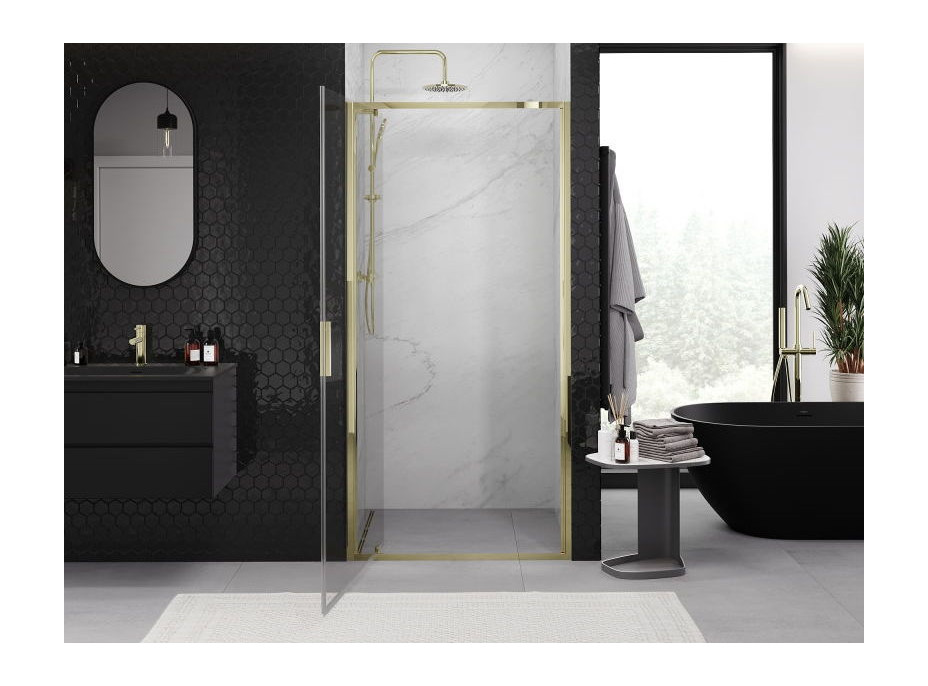 Sprchové dvere MEXEN EXO pivotové 75 cm - číre - zlaté - 8181-075-000-50-00