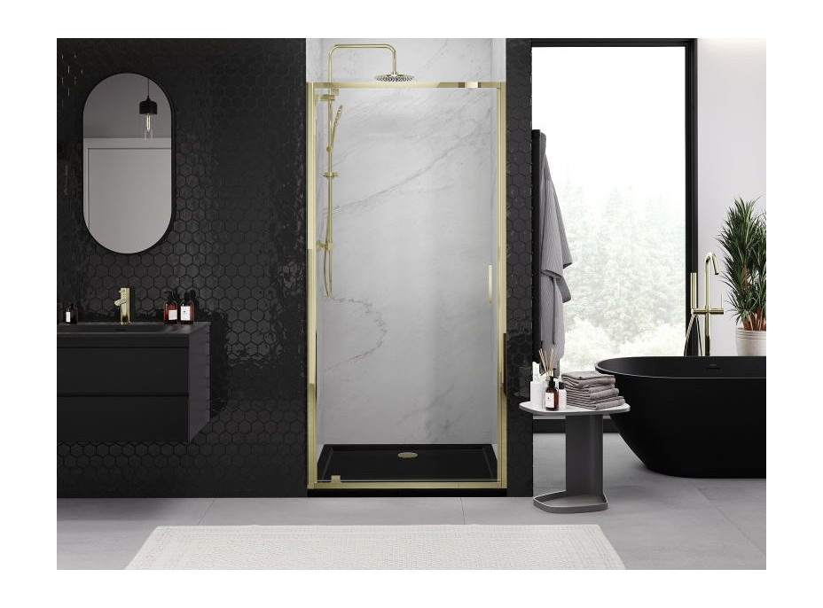 Sprchové dvere MEXEN EXO pivotové 75 cm - číre - zlaté - 8181-075-000-50-00