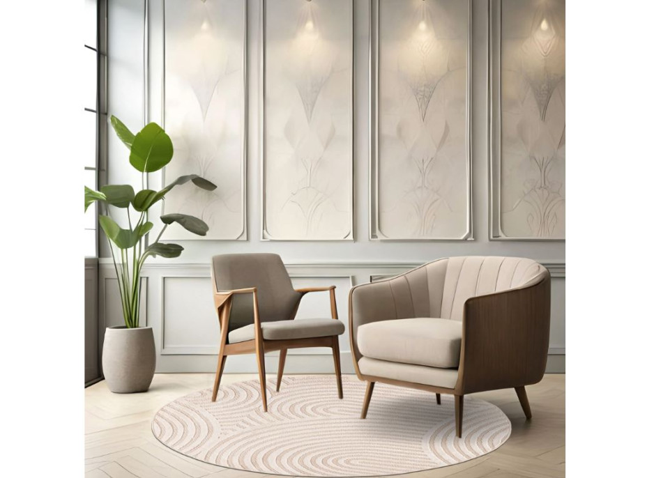 Kusový kulatý koberec MADISON Dunes - krémový/béžový