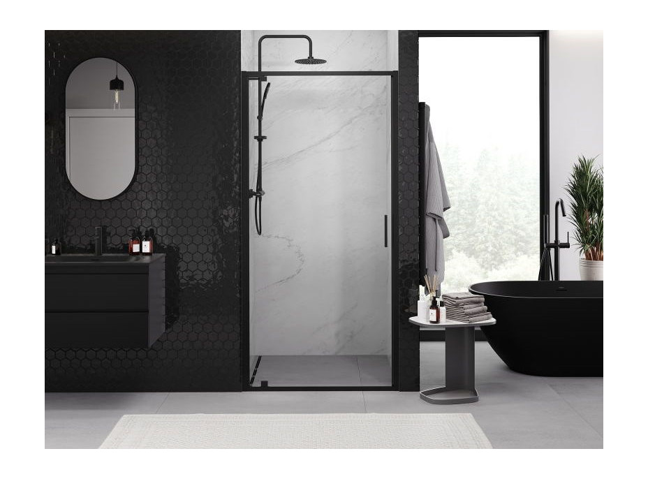 Sprchové dvere MEXEN EXO pivotové 65 cm - číre - čierne - 8181-065-000-70-00