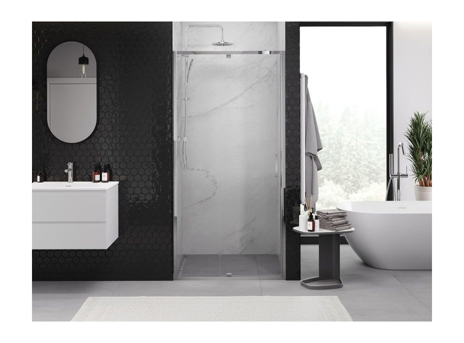 Sprchové dvere MEXEN EXO pivotové - dvojdielne - 125 cm - číre - chrómové - 819-125-000-01-00