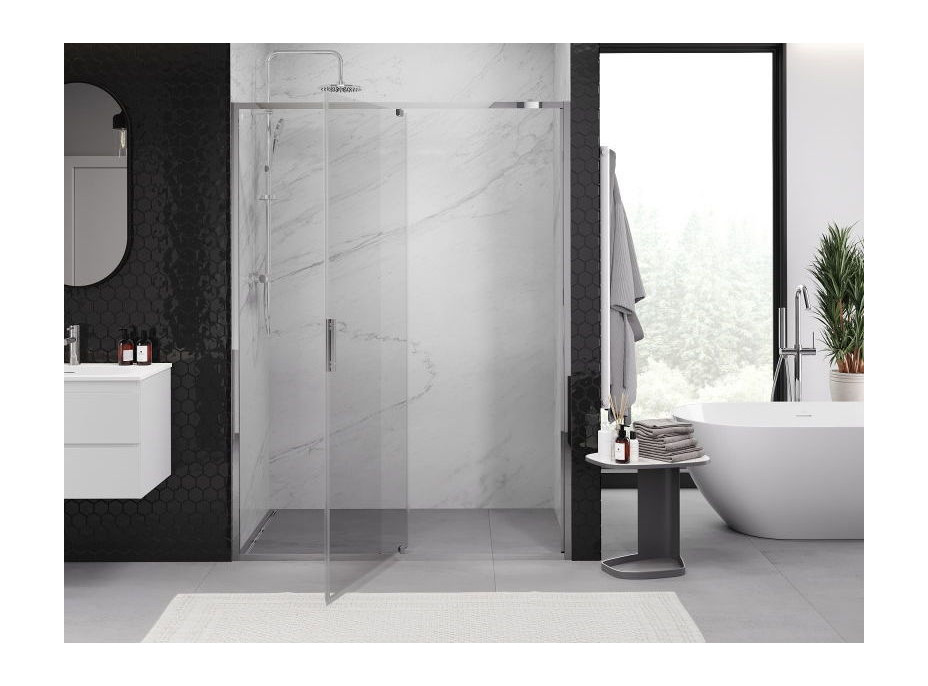 Sprchové dvere MEXEN EXO pivotové - dvojdielne - 135 cm - číre - chrómové - 819-135-000-01-00