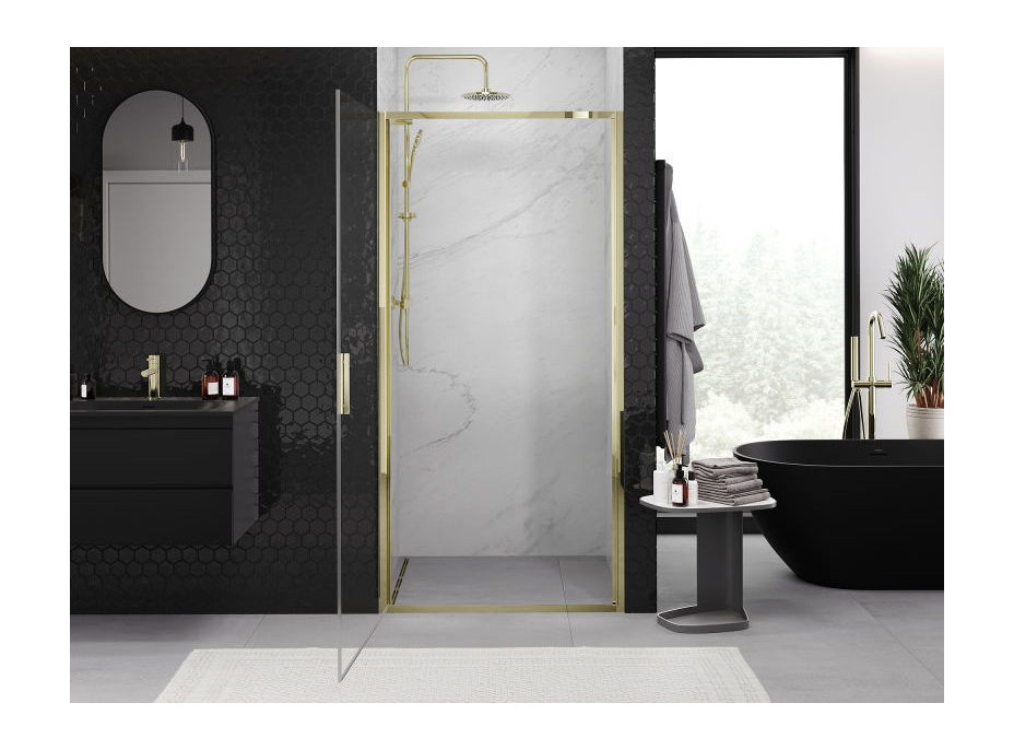 Sprchové dvere MEXEN EXO krídlové 85 cm - číre - zlaté - 817-085-000-50-00