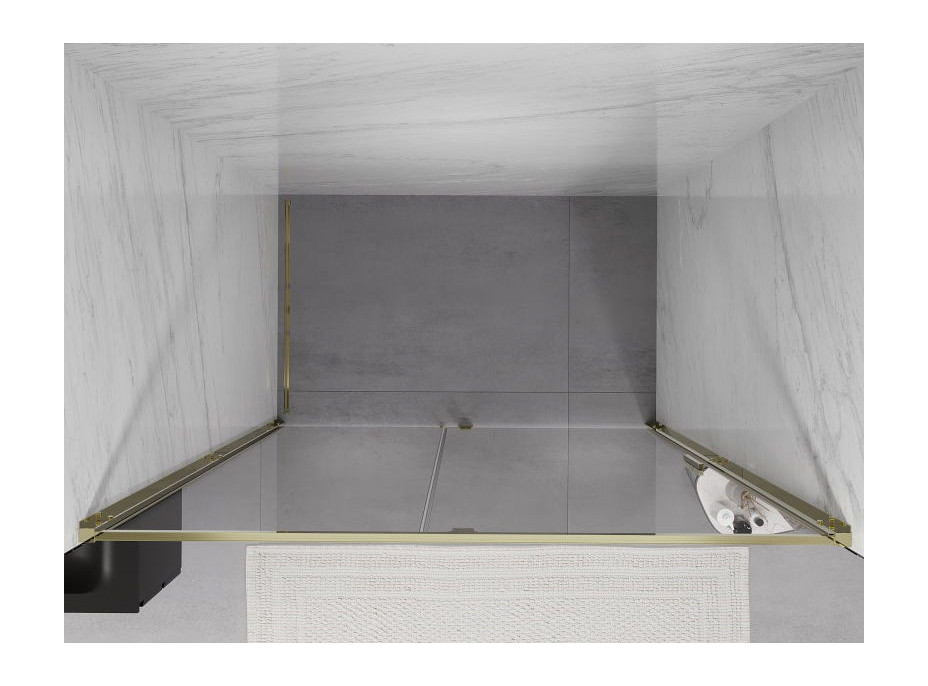 Sprchové dvere MEXEN EXO pivotové - dvojdielne - 135 cm - číre - zlaté - 819-135-000-50-00