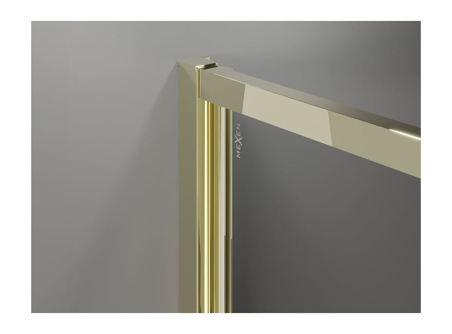 Sprchové dvere MEXEN EXO krídlové 90 cm - číre - zlaté - 817-090-000-50-00