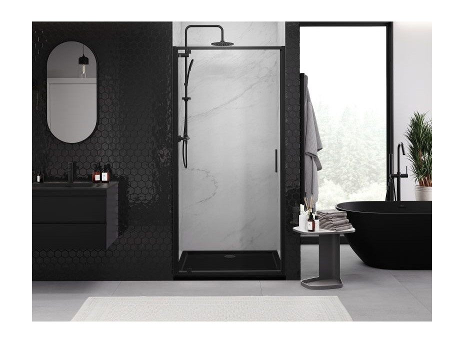 Sprchové dvere MEXEN EXO pivotové 65 cm - číre - čierne - 8181-065-000-70-00