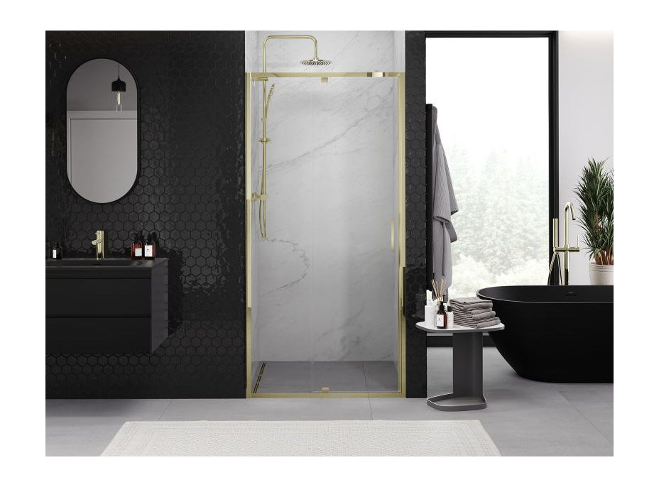 Sprchové dvere MEXEN EXO pivotové - dvojdielne - 125 cm - číre - zlaté - 819-125-000-50-00