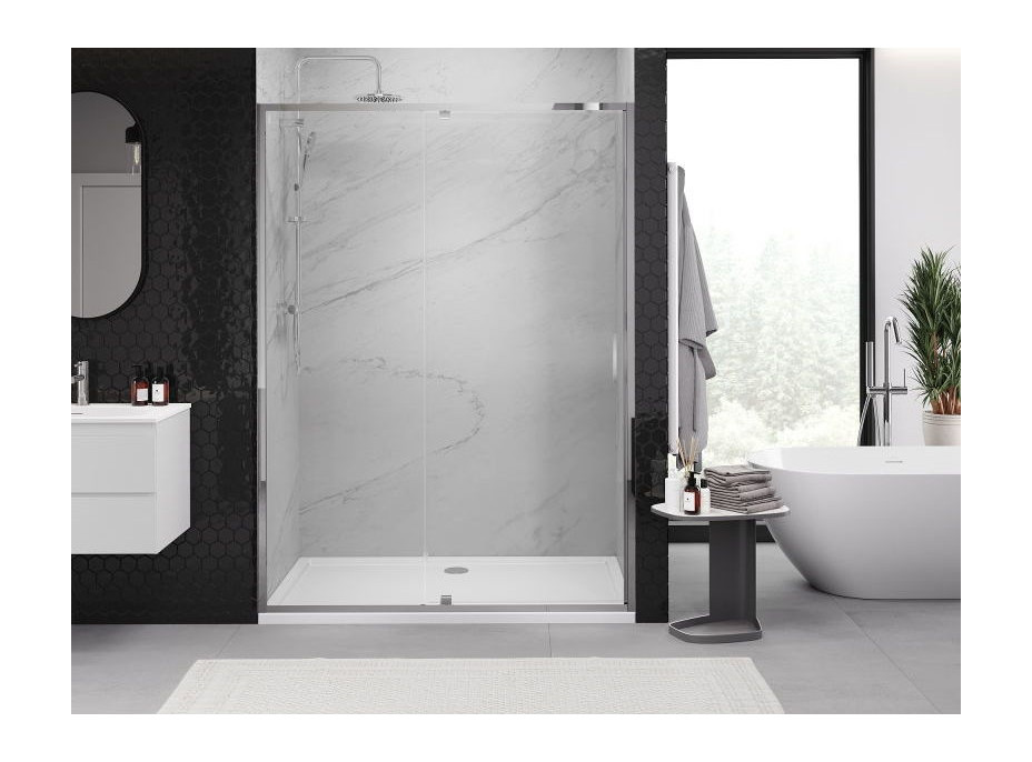Sprchové dvere MEXEN EXO pivotové - dvojdielne - 135 cm - číre - chrómové - 819-135-000-01-00