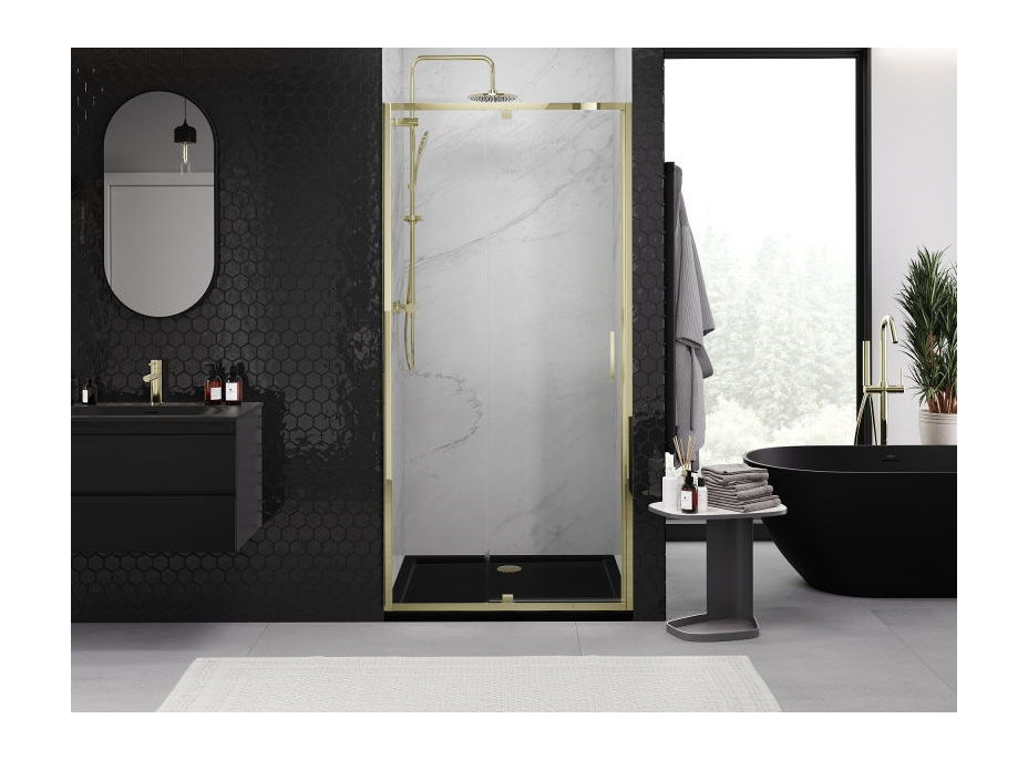 Sprchové dvere MEXEN EXO pivotové - dvojdielne - 105 cm - číre - zlaté - 819-105-000-50-00