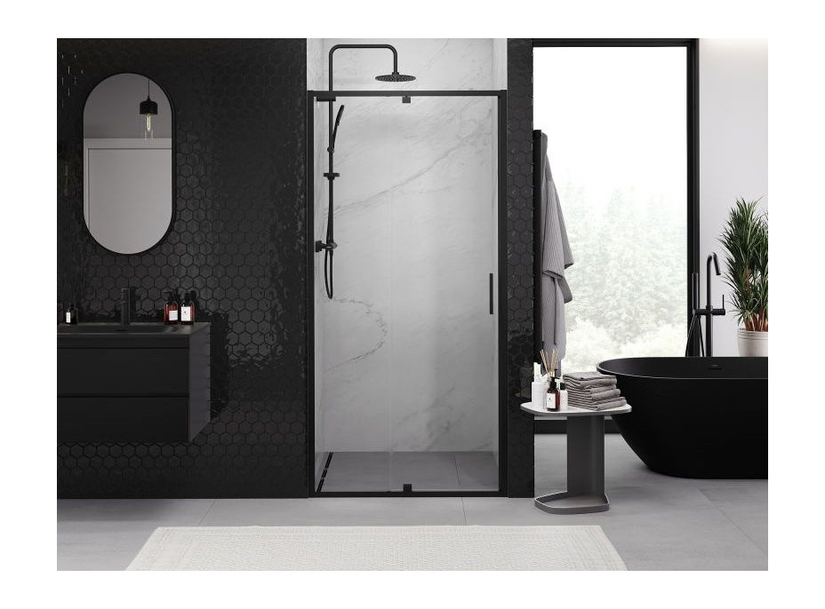 Sprchové dvere MEXEN EXO pivotové - dvojdielne - 110 cm - číre - čierne - 819-110-000-70-00