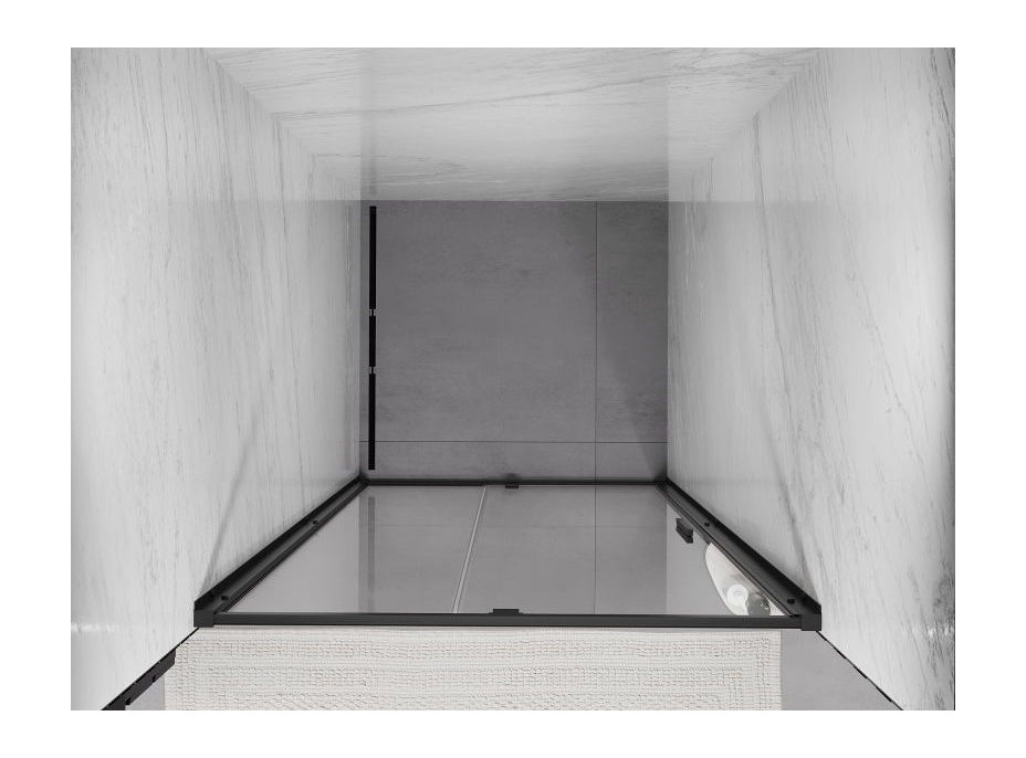 Sprchové dvere MEXEN EXO pivotové - dvojdielne - 110 cm - číre - čierne - 819-110-000-70-00