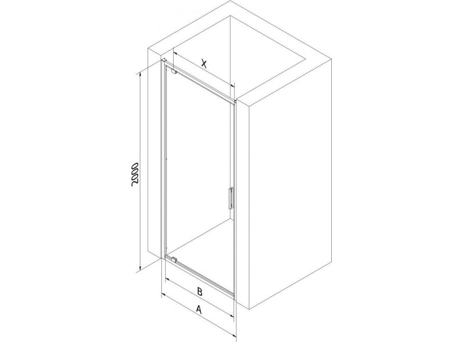 Sprchové dvere MEXEN EXO pivotové 65 cm - číre - čierne - 8181-065-000-70-00