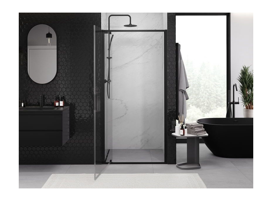 Sprchové dvere MEXEN EXO pivotové 65 cm - číre - čierne - 8181-065-000-70-00