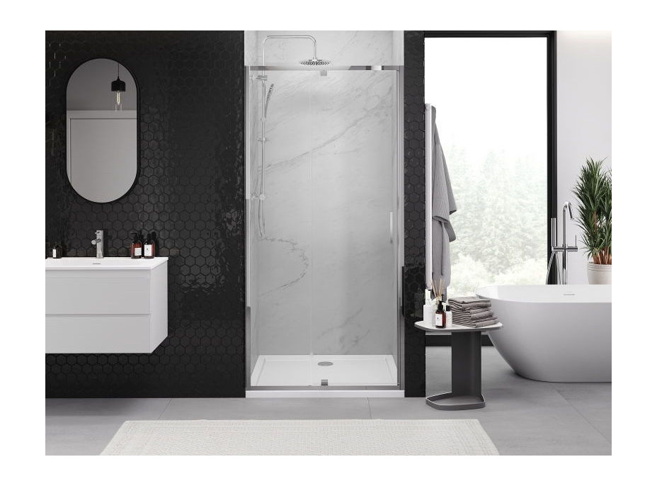 Sprchové dvere MEXEN EXO pivotové - dvojdielne - 125 cm - číre - chrómové - 819-125-000-01-00