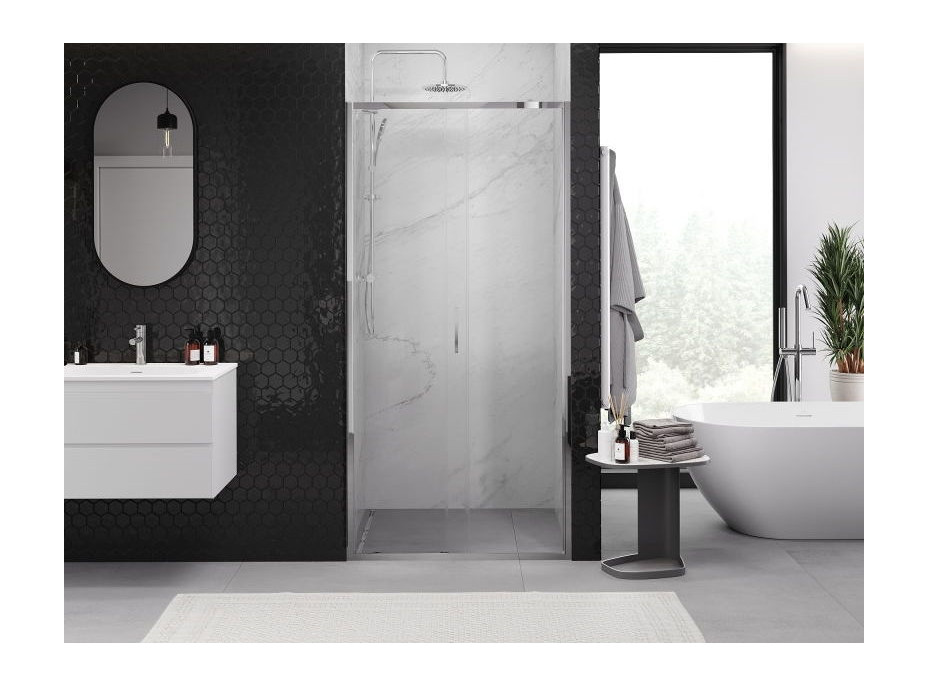 Sprchové dvere MEXEN EXO posuvné 90 cm - číre - chrómové - 8151-090-000-01-00