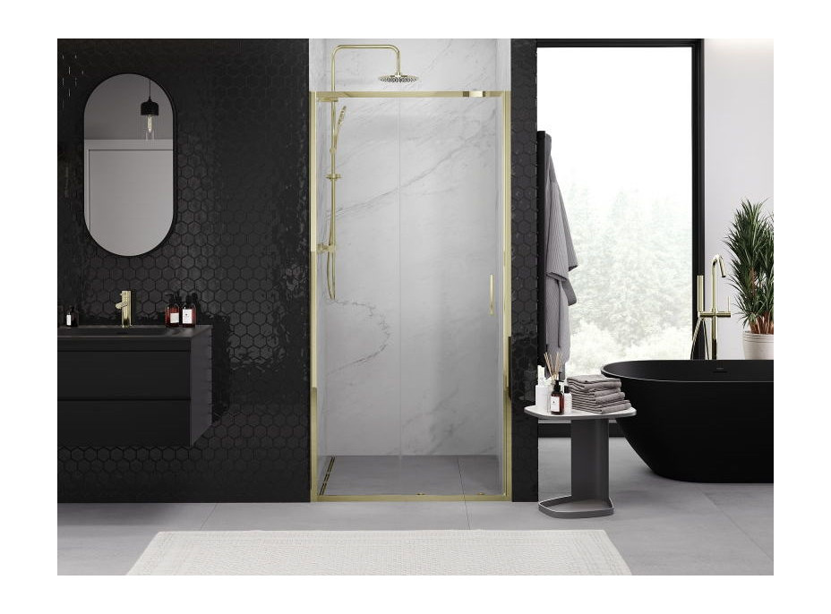 Sprchové dvere MEXEN EXO posuvné 90 cm - číre - zlaté - 8151-090-000-50-00