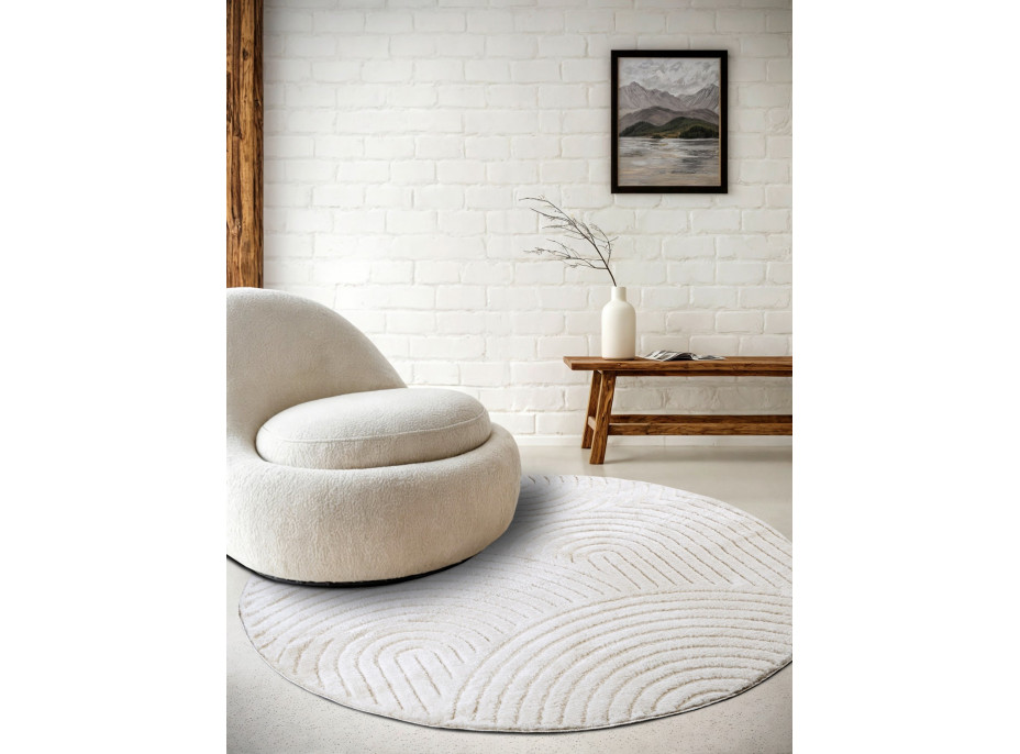Kusový koberec New York 106203 White kruh