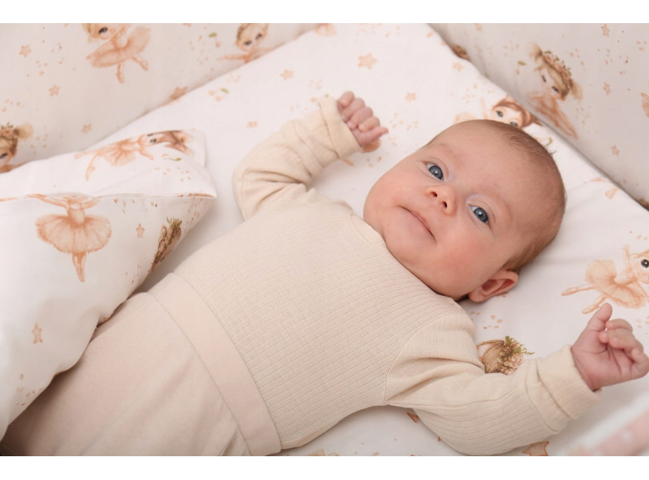 Detské bavlnené obliečky do postieľky 120x90 cm BABYMAM PREMIUM - Malé baletky