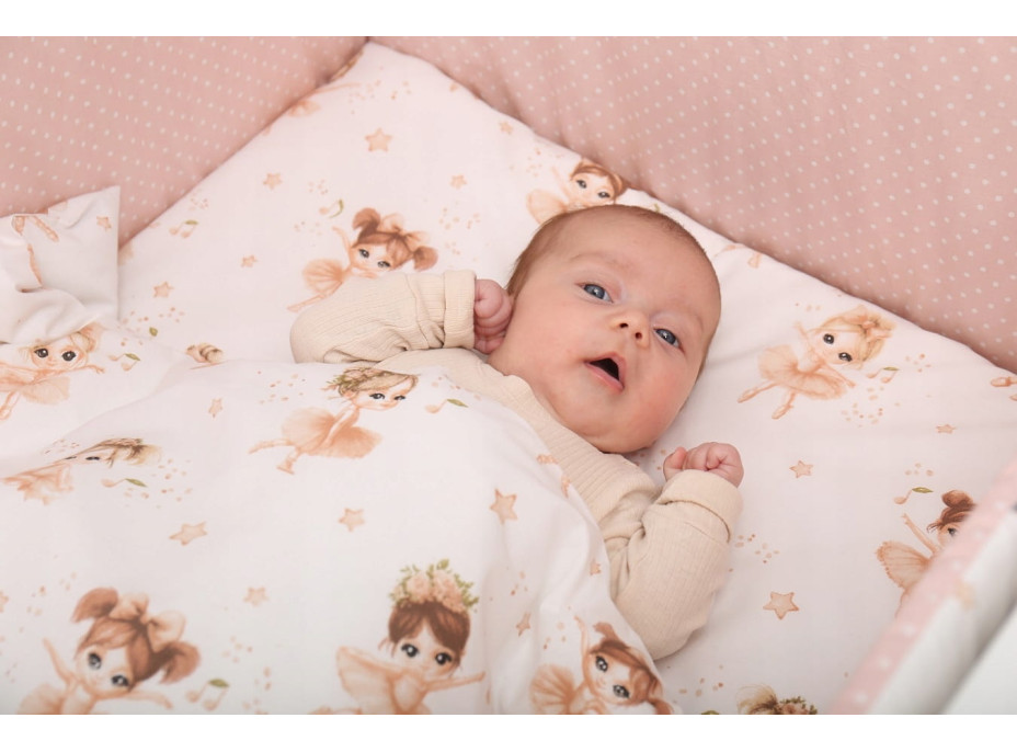 Detské bavlnené obliečky do postieľky 120x90 cm BABYMAM PREMIUM - Malé baletky