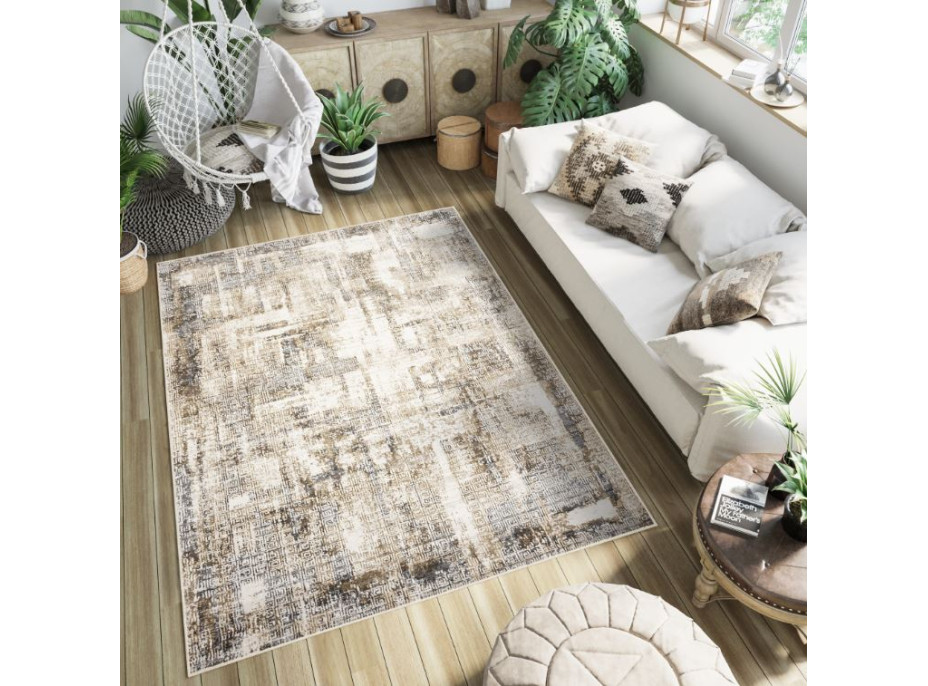 Kusový koberec HERA Pattern - hnedý/krémový