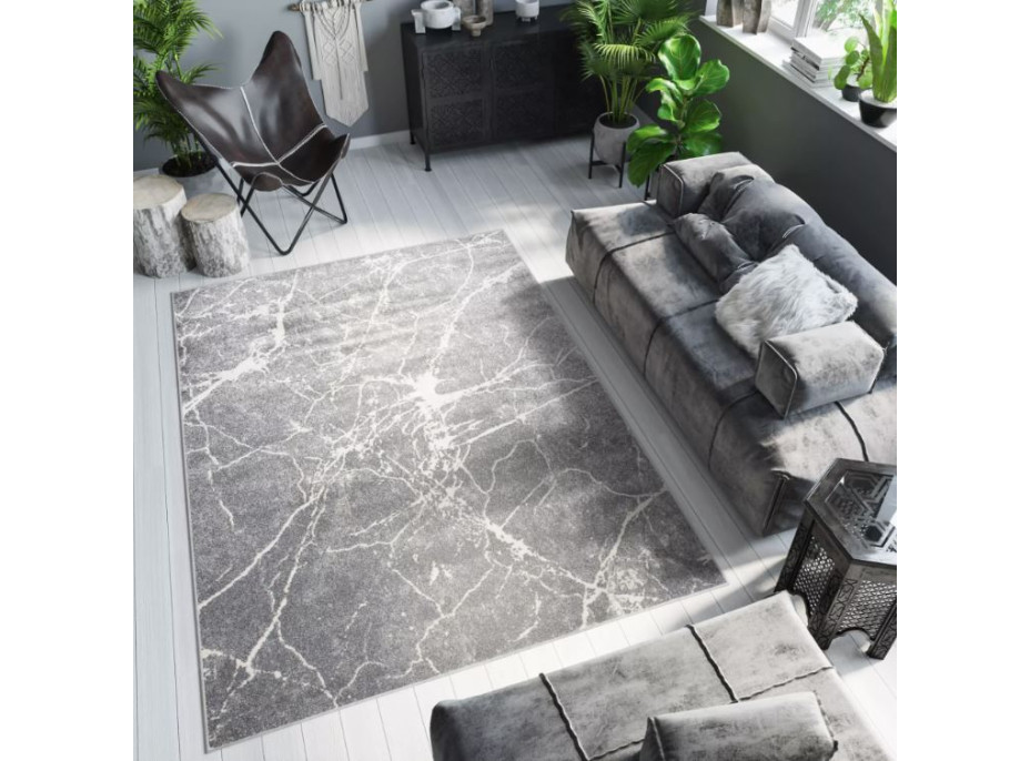 Kusový koberec LYDIA Marble - tmavě šedý/béžový