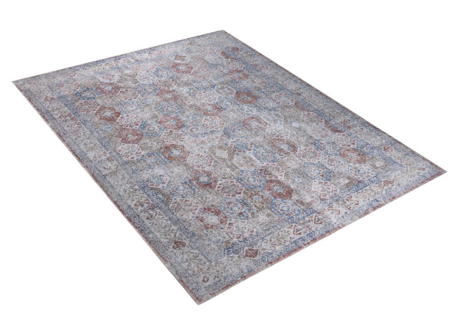 Kusový koberec RITZ Tiles - šedý/modrý/červený