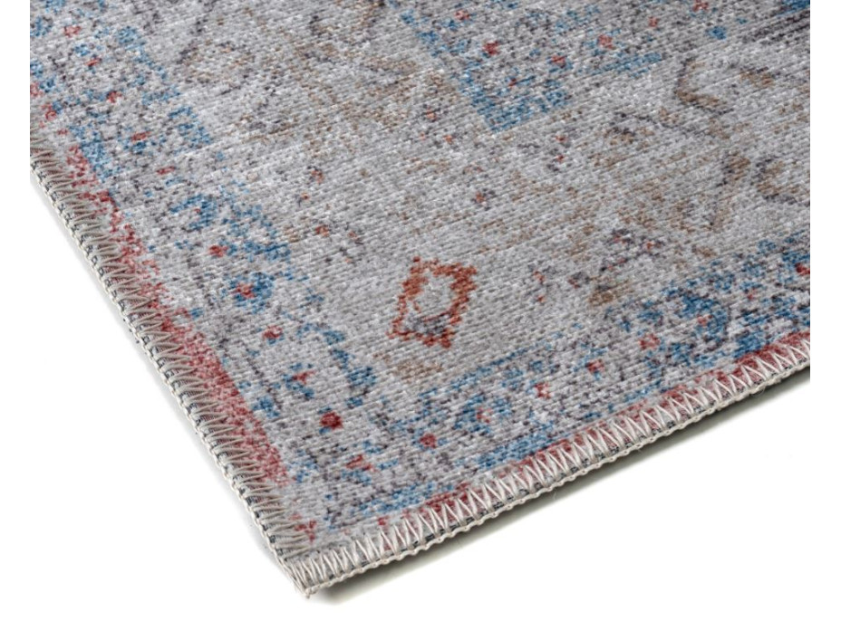 Kusový koberec RITZ Tiles - šedý/modrý/červený