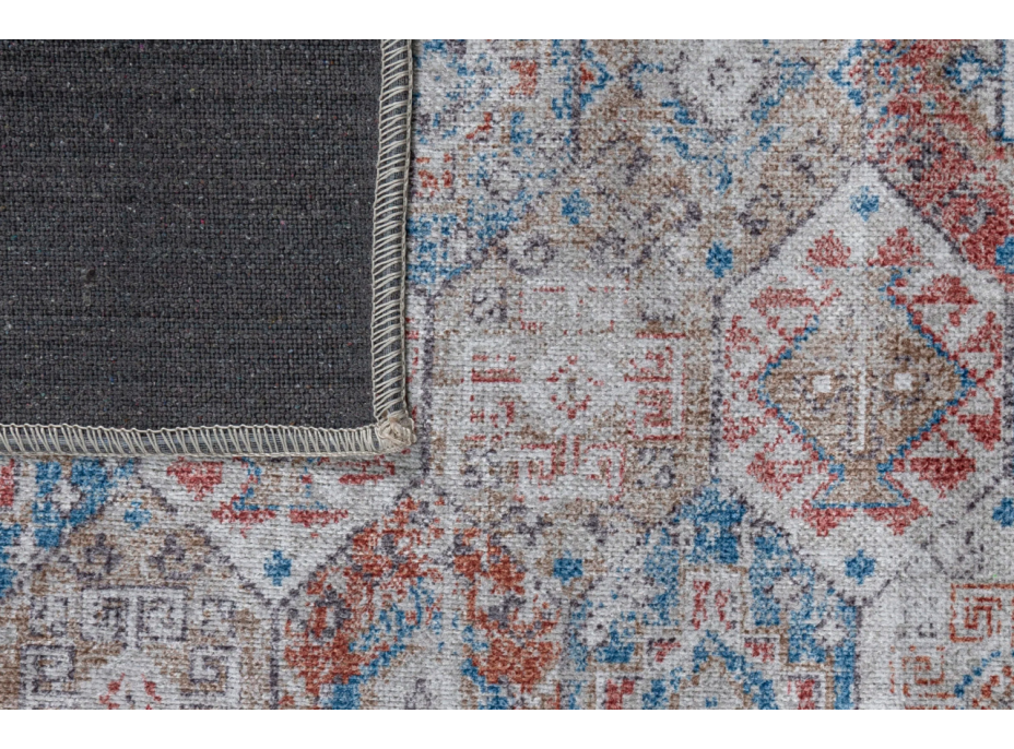 Kusový koberec RITZ Tiles - šedý/modrý/červený